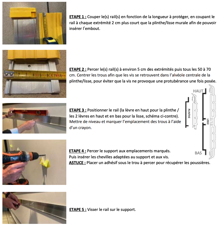 Installation Lisse à visser sur rail